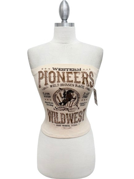 Women's Western Strapless Graphic Top