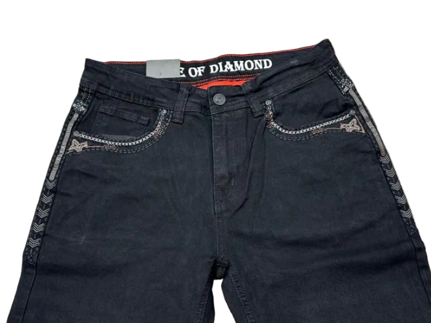 Men's Embroidered Western Jeans - Ace of Diamond