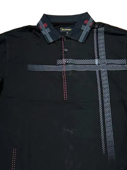 Men's Cotton Black Aztec Design Polo