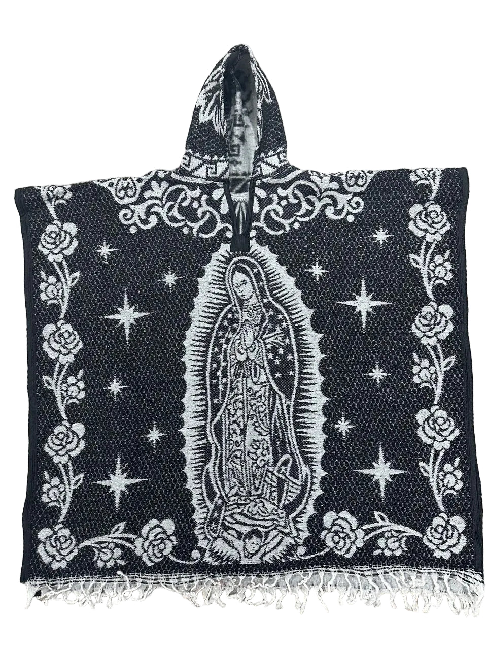 Traditional Hooded Poncho for Adults - Lady of Guadalupe Design