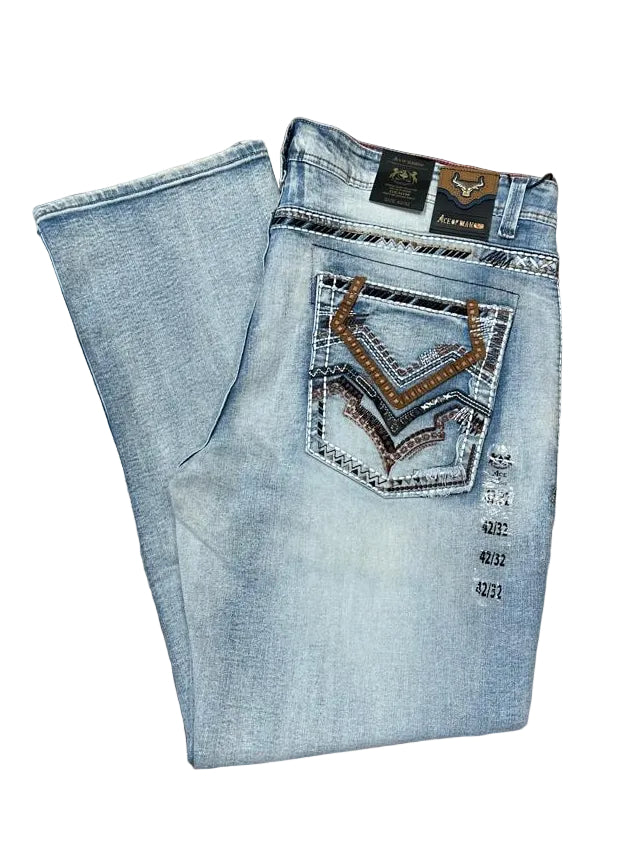 Men's Embroidered Jeans – W42 L32