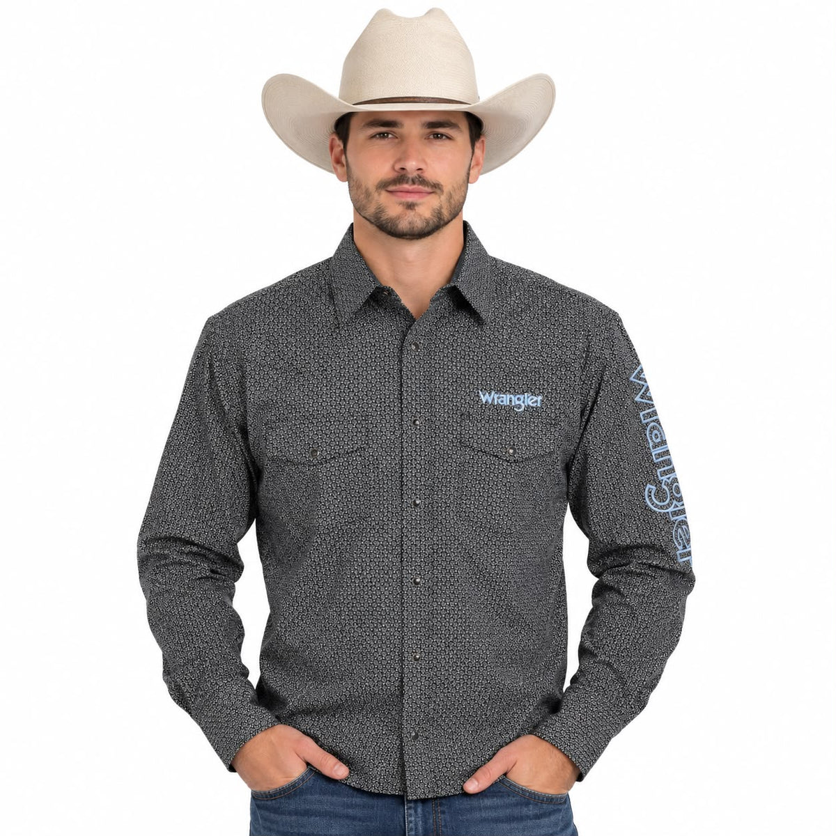 Wrangler Long Sleeve Logo Shirt in Black