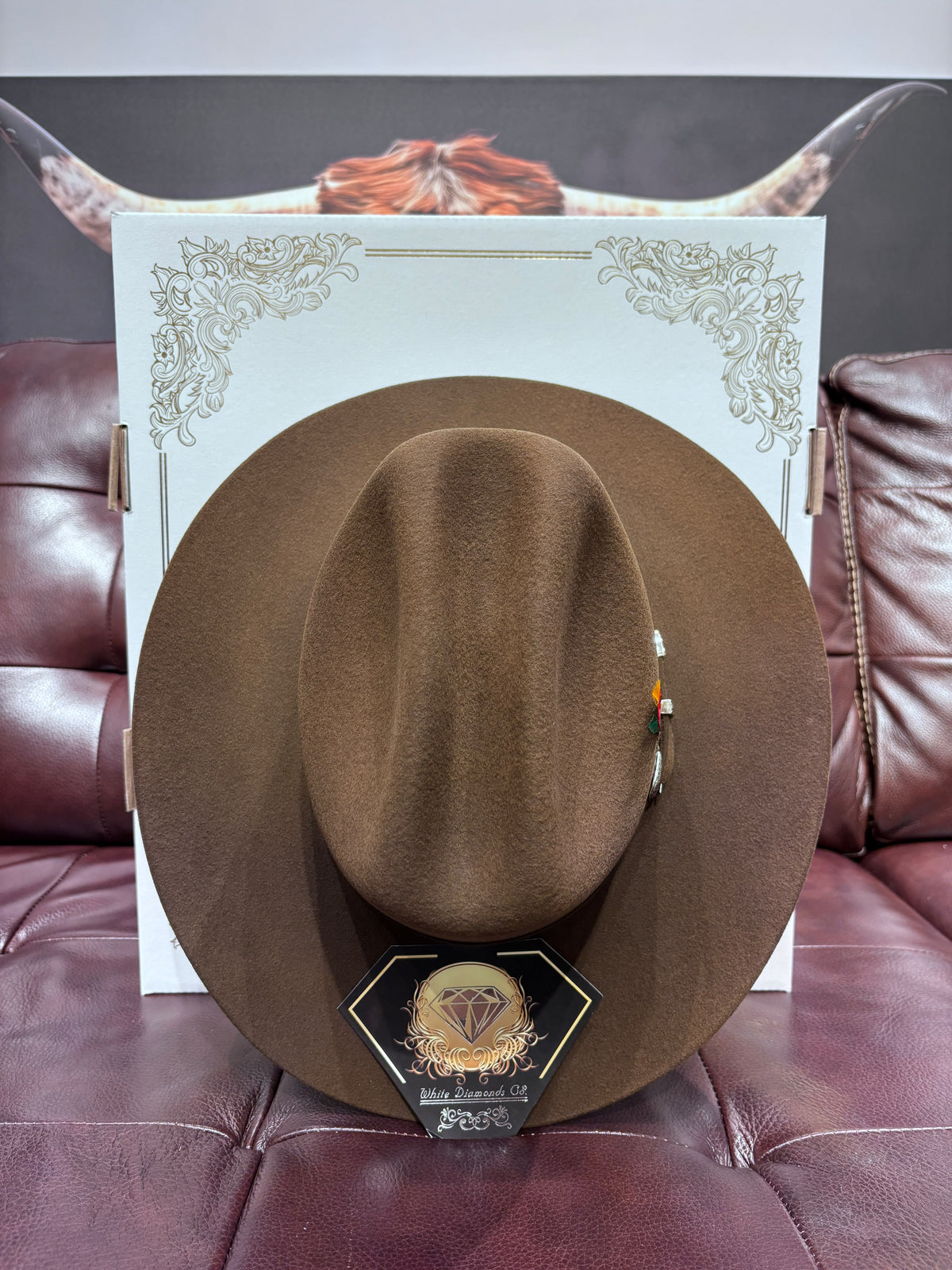 White Diamonds - 200X Sinaloa Style Cowboy felt Hat - Coffee