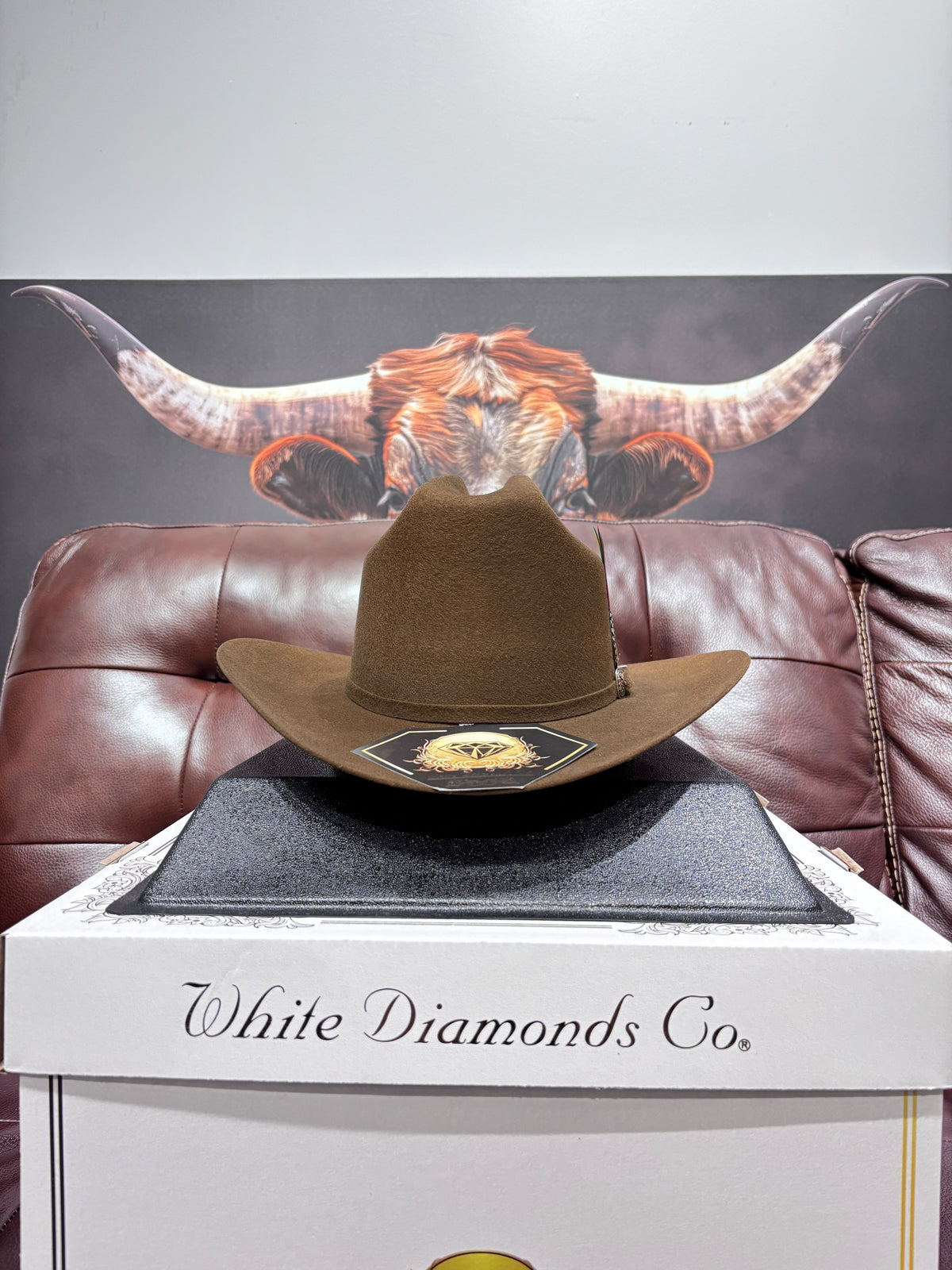White Diamonds - 200X Sinaloa Style Cowboy felt Hat - Coffee