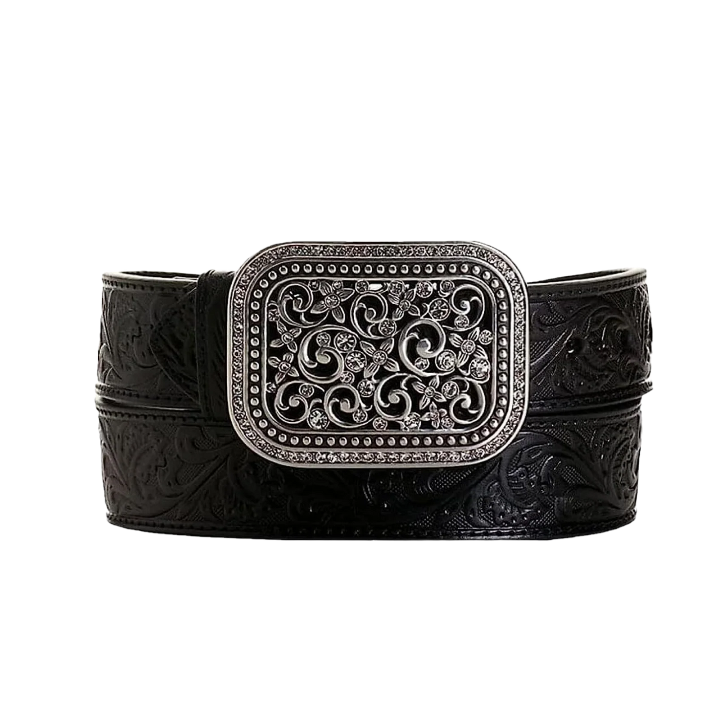 Ariat Ladies Black Floral Embossed Buckle Belt