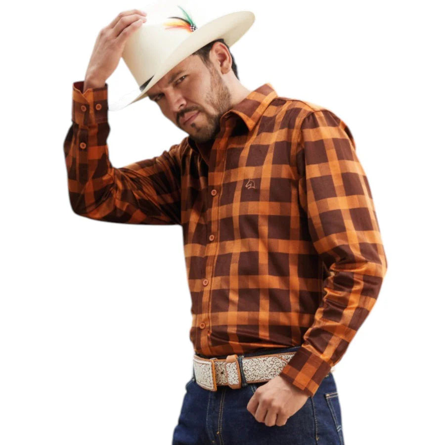 Men’s Classic Western Plaid Long Sleeve Shirt - WDiam